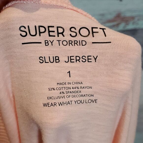 Torrid Sz 1X Soft Pink More Love Super Soft Slub Jersey Vintage Tee Plus New - Picture 7 of 7